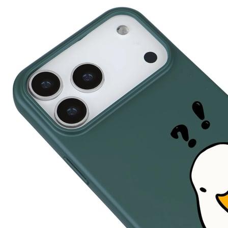 iPhone 17 Pro Max Yeşil What Duck Ördek Tasarımlı Kamera Korumalı Renkli Silikon Kılıf
