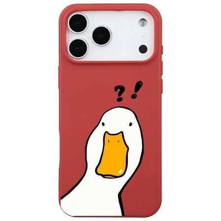 iPhone 17 Pro Max Kırmızı What Duck Ördek Tasarımlı Kamera Korumalı Renkli Silikon Kılıf