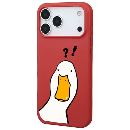 iPhone 17 Pro Max Kırmızı What Duck Ördek Tasarımlı Kamera Korumalı Renkli Silikon Kılıf