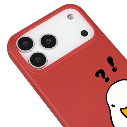 iPhone 17 Pro Max Kırmızı What Duck Ördek Tasarımlı Kamera Korumalı Renkli Silikon Kılıf