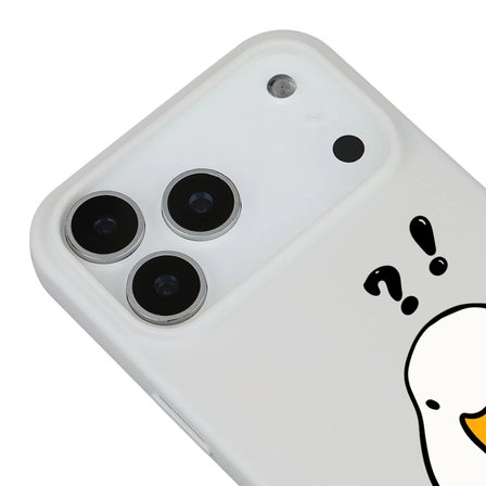 iPhone 17 Pro Beyaz What Duck Ördek Tasarımlı Kamera Korumalı Renkli Silikon Kılıf