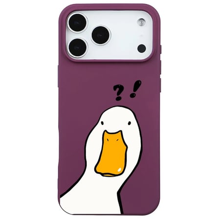iPhone 17 Pro Bordo What Duck Ördek Tasarımlı Kamera Korumalı Renkli Silikon Kılıf