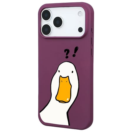 iPhone 17 Pro Bordo What Duck Ördek Tasarımlı Kamera Korumalı Renkli Silikon Kılıf