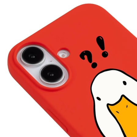iPhone 16 Plus Kırmızı What Duck Ördek Tasarımlı Kamera Korumalı Renkli Silikon Kılıf