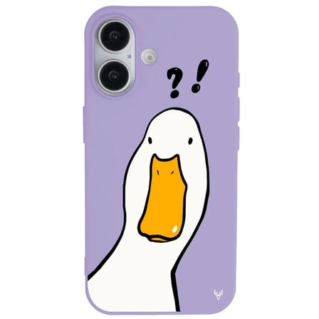 iPhone 16 Plus Lila What Duck Ördek Tasarımlı Kamera Korumalı Renkli Silikon Kılıf