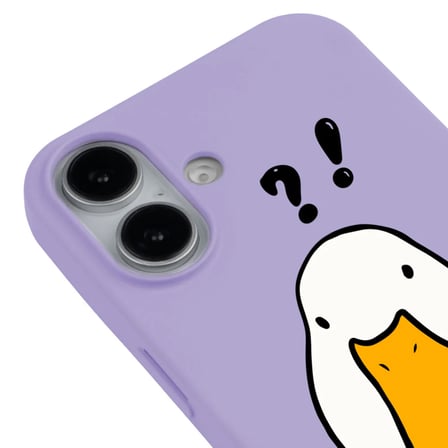 iPhone 16 Plus Lila What Duck Ördek Tasarımlı Kamera Korumalı Renkli Silikon Kılıf
