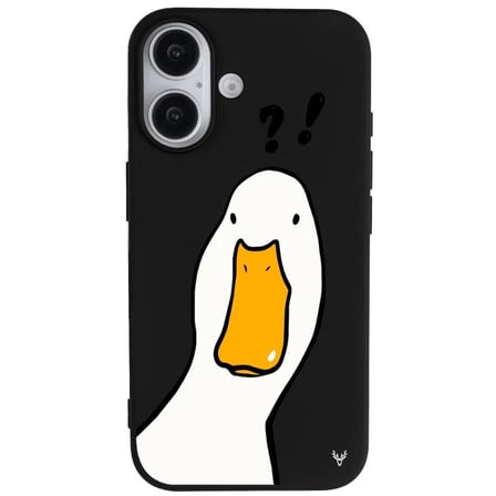 iPhone 16 Plus Siyah What Duck Ördek Tasarımlı Kamera Korumalı Renkli Silikon Kılıf
