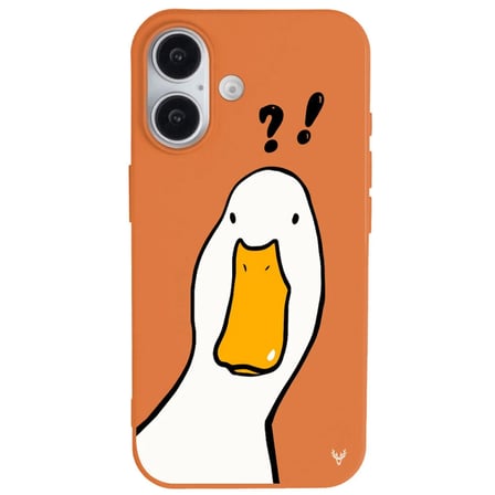 iPhone 16 Turuncu What Duck Ördek Tasarımlı Kamera Korumalı Renkli Silikon Kılıf
