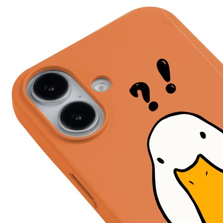 iPhone 16 Turuncu What Duck Ördek Tasarımlı Kamera Korumalı Renkli Silikon Kılıf