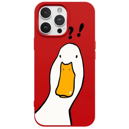 iPhone 16 Pro Max Kırmızı What Duck Ördek Tasarımlı Kamera Korumalı Renkli Silikon Kılıf