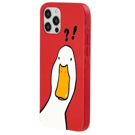 iPhone 16 Pro Max Kırmızı What Duck Ördek Tasarımlı Kamera Korumalı Renkli Silikon Kılıf