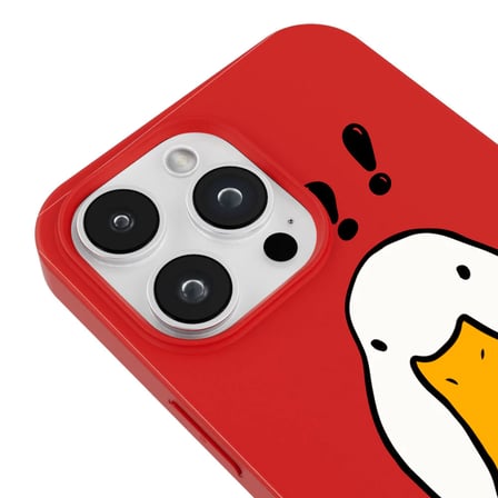 iPhone 16 Pro Max Kırmızı What Duck Ördek Tasarımlı Kamera Korumalı Renkli Silikon Kılıf