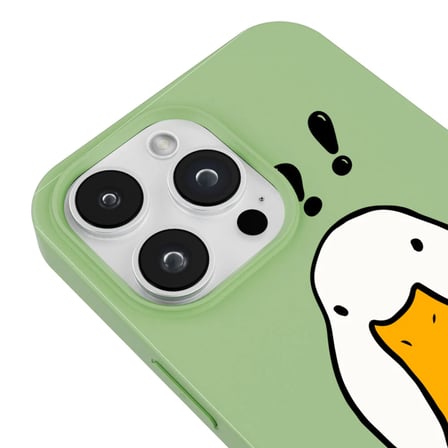 iPhone 14 Pro Max Yeşil What Duck Ördek Tasarımlı Kamera Korumalı Renkli Silikon Kılıf