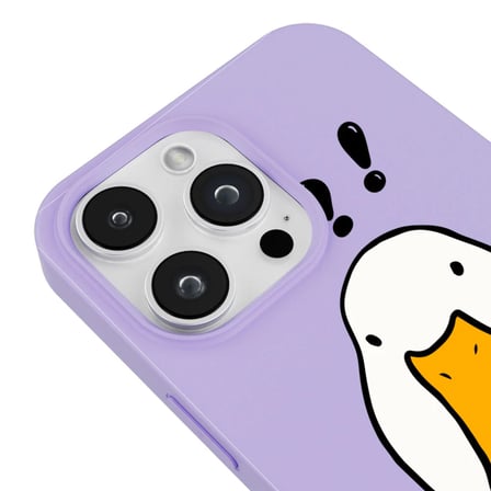 iPhone 13 Pro Max Lila What Duck Ördek Tasarımlı Kamera Korumalı Renkli Silikon Kılıf