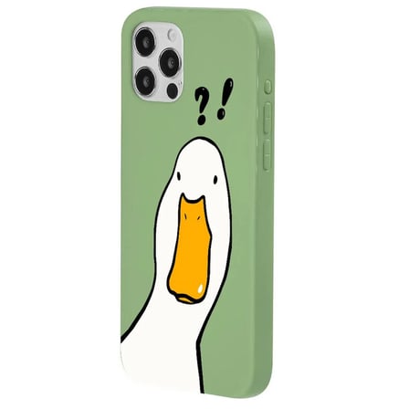 iPhone 13 Pro Max Yeşil What Duck Ördek Tasarımlı Kamera Korumalı Renkli Silikon Kılıf