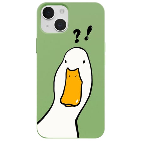 iPhone 15 Yeşil What Duck Ördek Tasarımlı Kamera Korumalı Renkli Silikon Kılıf