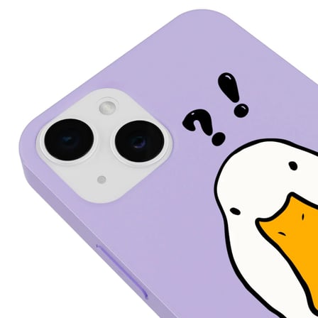 iPhone 14 Plus Lila What Duck Ördek Tasarımlı Kamera Korumalı Renkli Silikon Kılıf