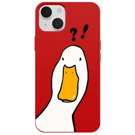 iPhone 12 Kırmızı What Duck Ördek Tasarımlı Kamera Korumalı Renkli Silikon Kılıf
