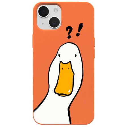 iPhone 12 Turuncu What Duck Ördek Tasarımlı Kamera Korumalı Renkli Silikon Kılıf