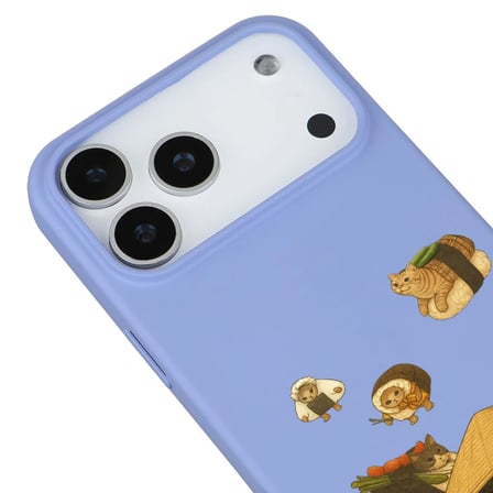 iPhone 17 Pro Max Lila Kedi Tasarımlı Gimbap Cat Renkli Silikon Telefon Kılıfı