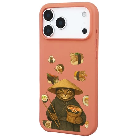 iPhone 17 Pro Max Turuncu Kedi Tasarımlı Gimbap Cat Renkli Silikon Telefon Kılıfı