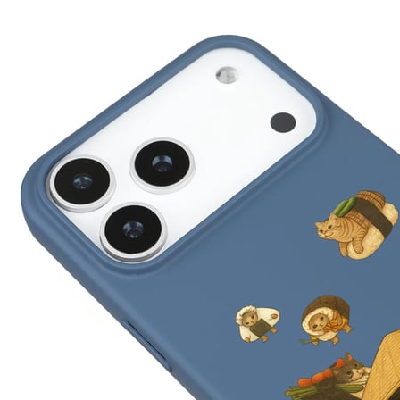 iPhone 17 Pro Max Mavi Kedi Tasarımlı Gimbap Cat Renkli Silikon Telefon Kılıfı