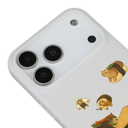 iPhone 17 Pro Beyaz Kedi Tasarımlı Gimbap Cat Renkli Silikon Telefon Kılıfı