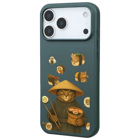 iPhone 17 Pro Yeşil Kedi Tasarımlı Gimbap Cat Renkli Silikon Telefon Kılıfı