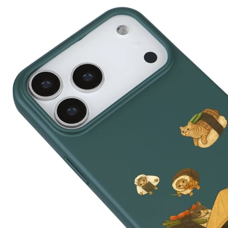 iPhone 17 Pro Yeşil Kedi Tasarımlı Gimbap Cat Renkli Silikon Telefon Kılıfı