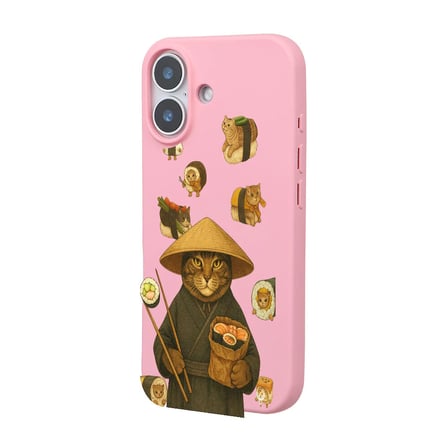 iPhone 17 Pembe Kedi Tasarımlı Gimbap Cat Renkli Silikon Telefon Kılıfı