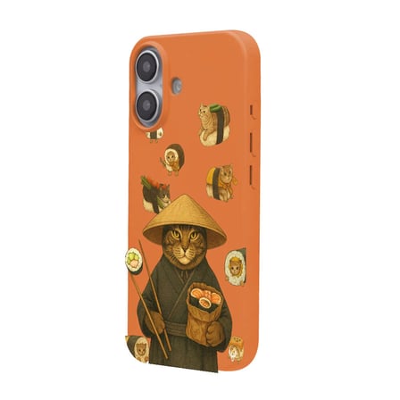 iPhone 16 Plus Turuncu Kedi Tasarımlı Gimbap Cat Renkli Silikon Telefon Kılıfı