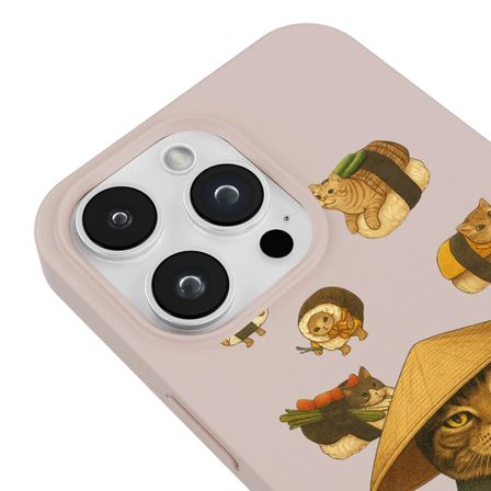 iPhone 15 Pro Max Pudra Kedi Tasarımlı Gimbap Cat Renkli Silikon Telefon Kılıfı