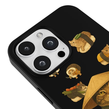 iPhone 15 Pro Max Siyah Kedi Tasarımlı Gimbap Cat Renkli Silikon Telefon Kılıfı