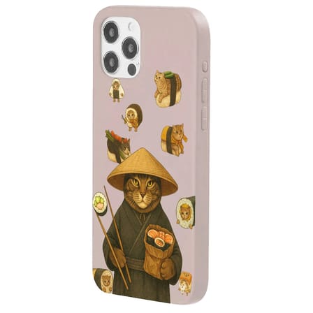 iPhone 15 Pro Pudra Kedi Tasarımlı Gimbap Cat Renkli Silikon Telefon Kılıfı