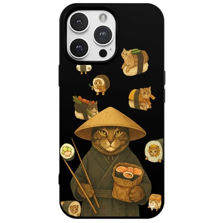 iPhone 12 Pro Max Siyah Kedi Tasarımlı Gimbap Cat Renkli Silikon Telefon Kılıfı