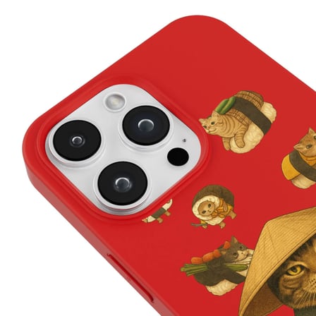iPhone 11 Pro Max Kırmızı Kedi Tasarımlı Gimbap Cat Renkli Silikon Telefon Kılıfı