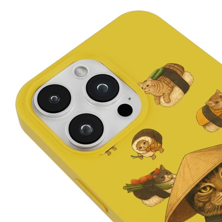 iPhone 11 Pro Max Sarı Kedi Tasarımlı Gimbap Cat Renkli Silikon Telefon Kılıfı