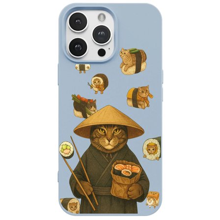 iPhone 11 Pro Max Mavi Kedi Tasarımlı Gimbap Cat Renkli Silikon Telefon Kılıfı
