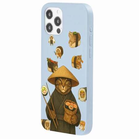 iPhone 11 Pro Max Mavi Kedi Tasarımlı Gimbap Cat Renkli Silikon Telefon Kılıfı