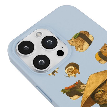 iPhone 11 Pro Max Mavi Kedi Tasarımlı Gimbap Cat Renkli Silikon Telefon Kılıfı