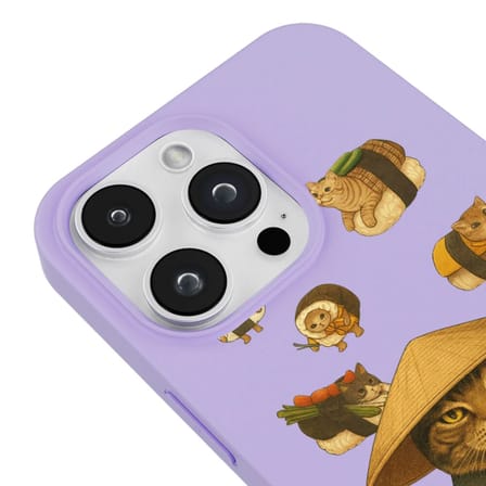 iPhone 11 Pro Lila Kedi Tasarımlı Gimbap Cat Renkli Silikon Telefon Kılıfı