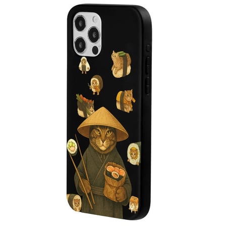 iPhone 11 Pro Siyah Kedi Tasarımlı Gimbap Cat Renkli Silikon Telefon Kılıfı
