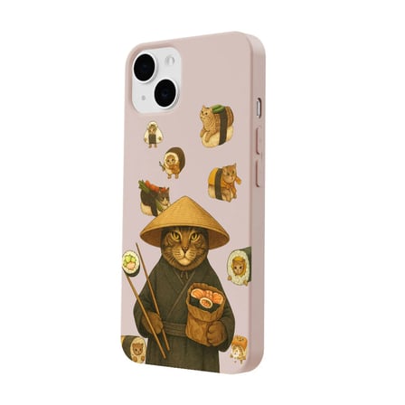 iPhone 15 Pudra Kedi Tasarımlı Gimbap Cat Renkli Silikon Telefon Kılıfı