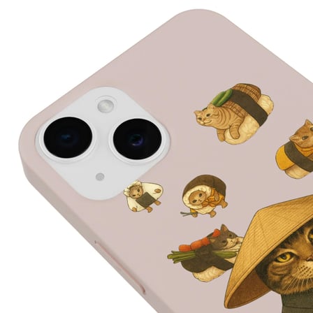 iPhone 15 Pudra Kedi Tasarımlı Gimbap Cat Renkli Silikon Telefon Kılıfı