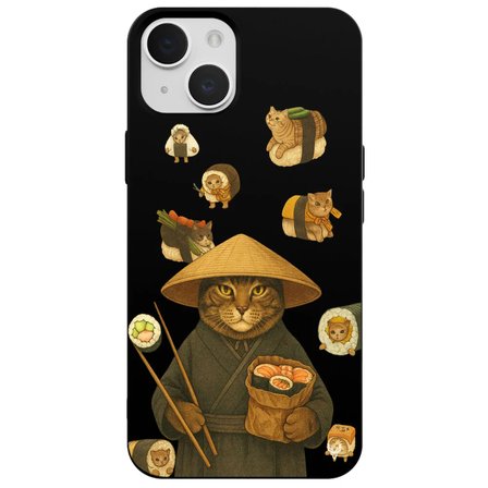 iPhone 13 Siyah Kedi Tasarımlı Gimbap Cat Renkli Silikon Telefon Kılıfı