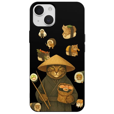 iPhone 11 Siyah Kedi Tasarımlı Gimbap Cat Renkli Silikon Telefon Kılıfı