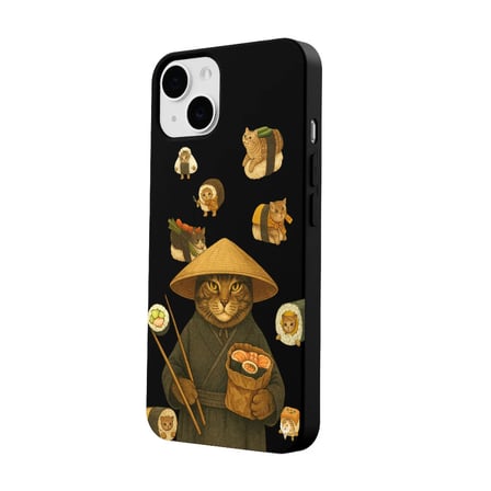 iPhone 11 Siyah Kedi Tasarımlı Gimbap Cat Renkli Silikon Telefon Kılıfı