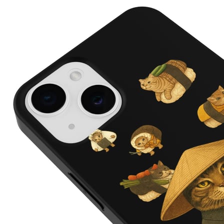iPhone 11 Siyah Kedi Tasarımlı Gimbap Cat Renkli Silikon Telefon Kılıfı
