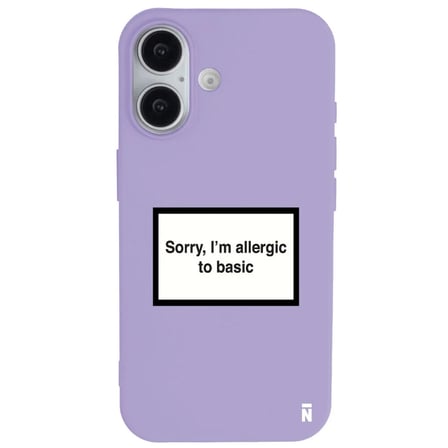 iPhone 17 Lila Lansman Renkli Silikon I'm Allergic Yazılı Kamera Korumalı Telefon Kılıf