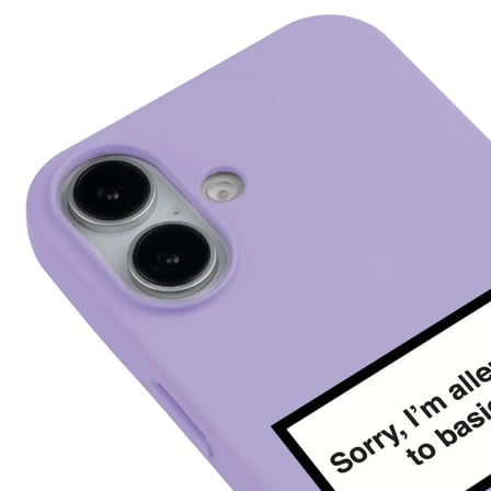 iPhone 17 Lila Lansman Renkli Silikon I'm Allergic Yazılı Kamera Korumalı Telefon Kılıf
